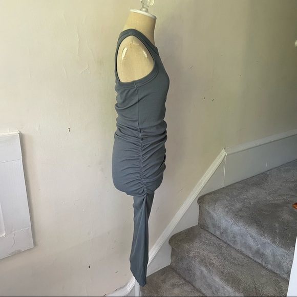 MICHAEL STARS Slate Gray Ruched Rib Knit Jersey Tank Midi Dress EUC Size XS - Picture 8 of 12